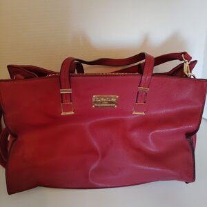 bebe Hot Pink Satchel with Gold Hardware